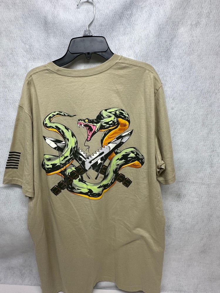 Under Armour Freedom Snake Knife Tee Shirt Mens XL Desert Sand Tactical Graphic