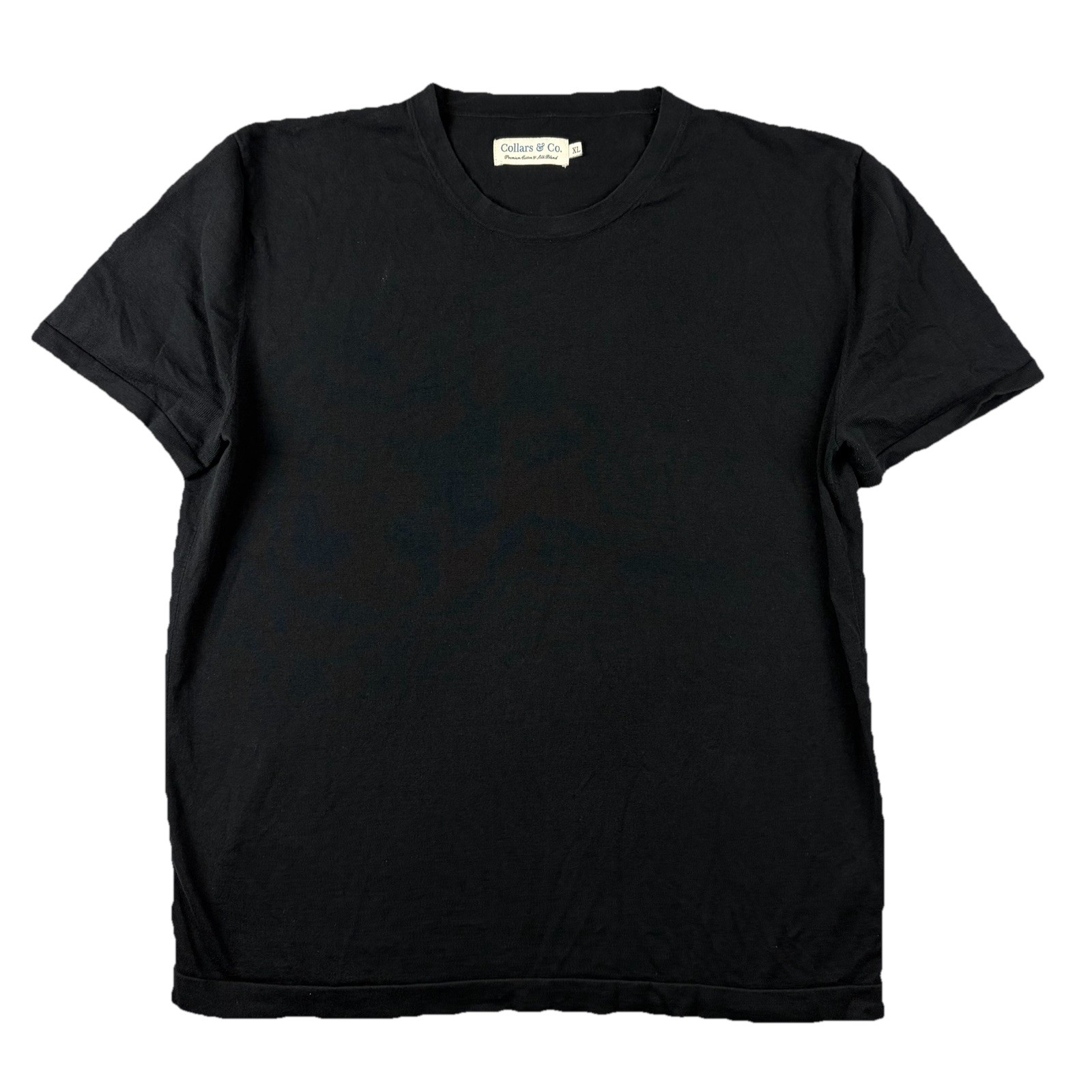 Collars & Co T Shirt Mens XL Black Cotton Silk Minimalist Crewneck Premium Tee gallery