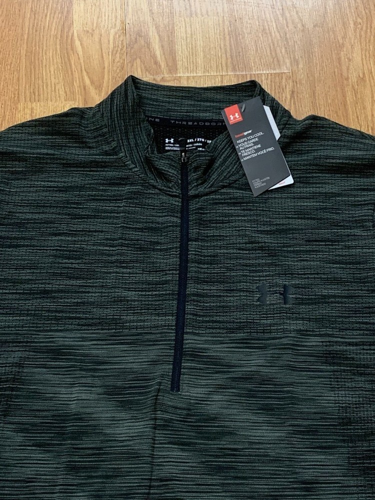 Under Armour Sweater Mens 2XL Fitted Gray Lightweight Quarter Zip Training