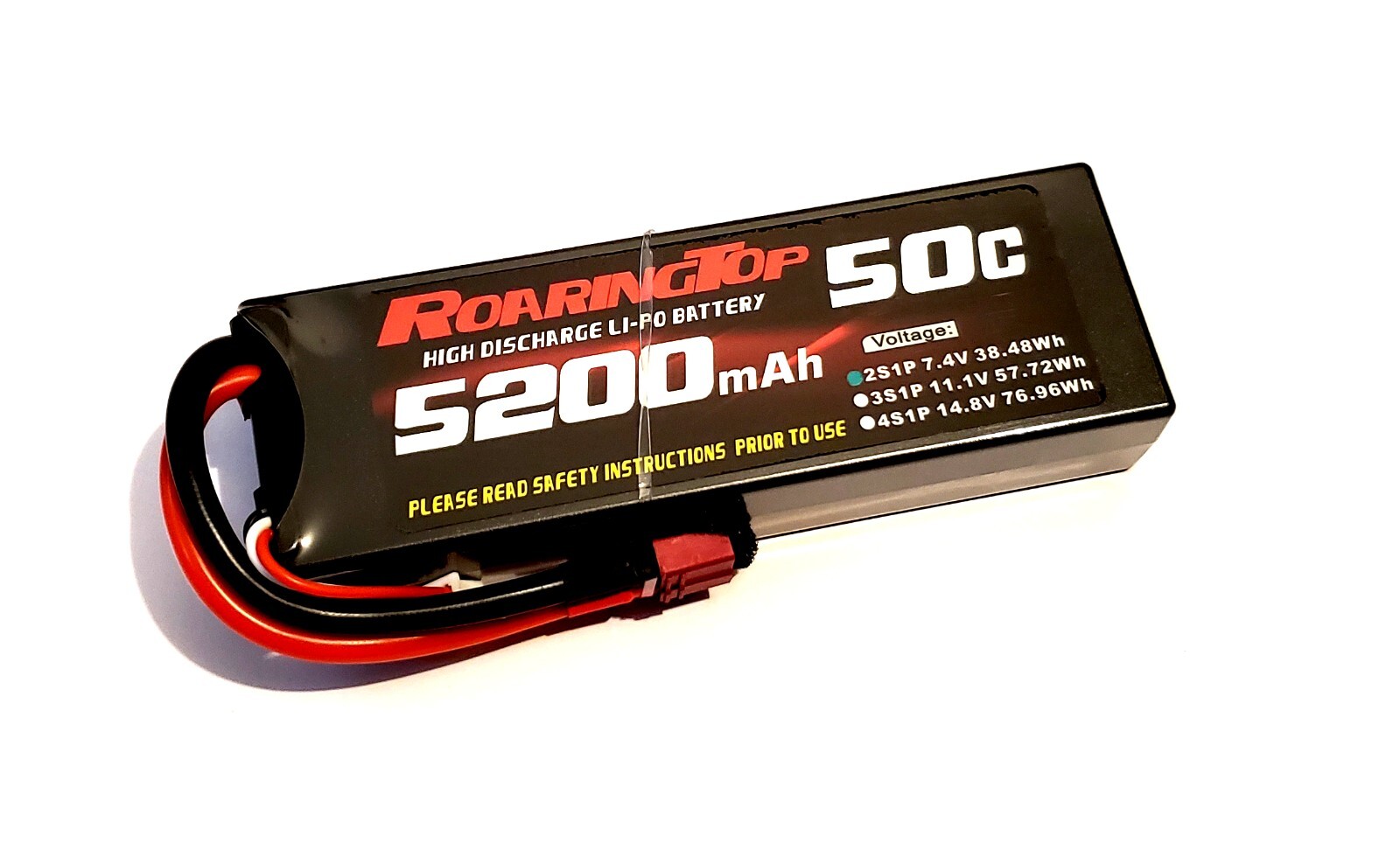 RoaringTop LiPo Battery Pack 50C 5200mAh 2S1P 7.4V HardCase with Deans Plug