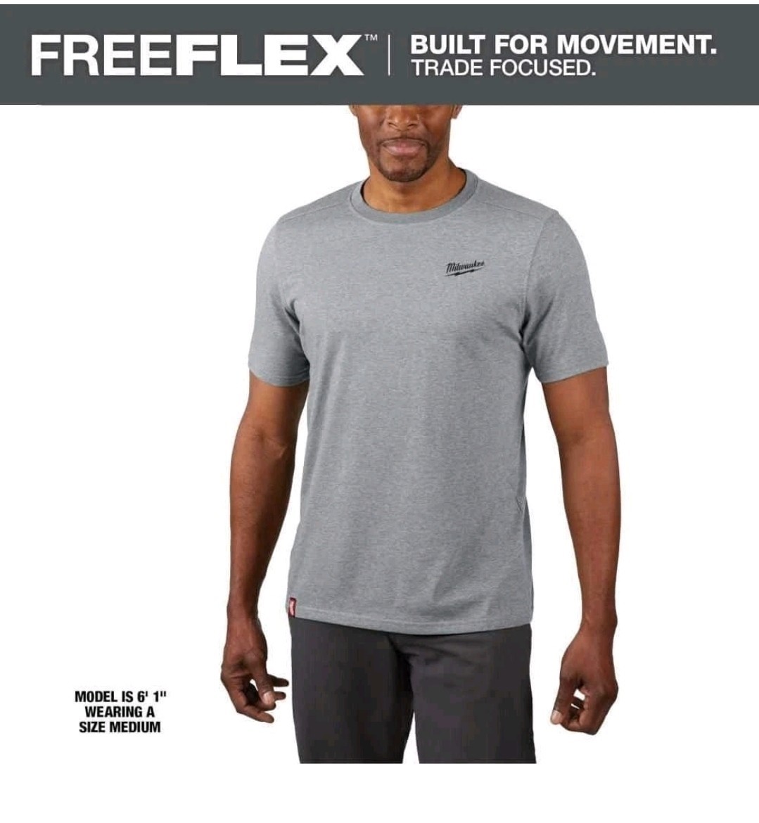 Milwaukee Men’s Medium Gray Cotton/Polyester Short-Sleeve Hybrid Work T-Shirt