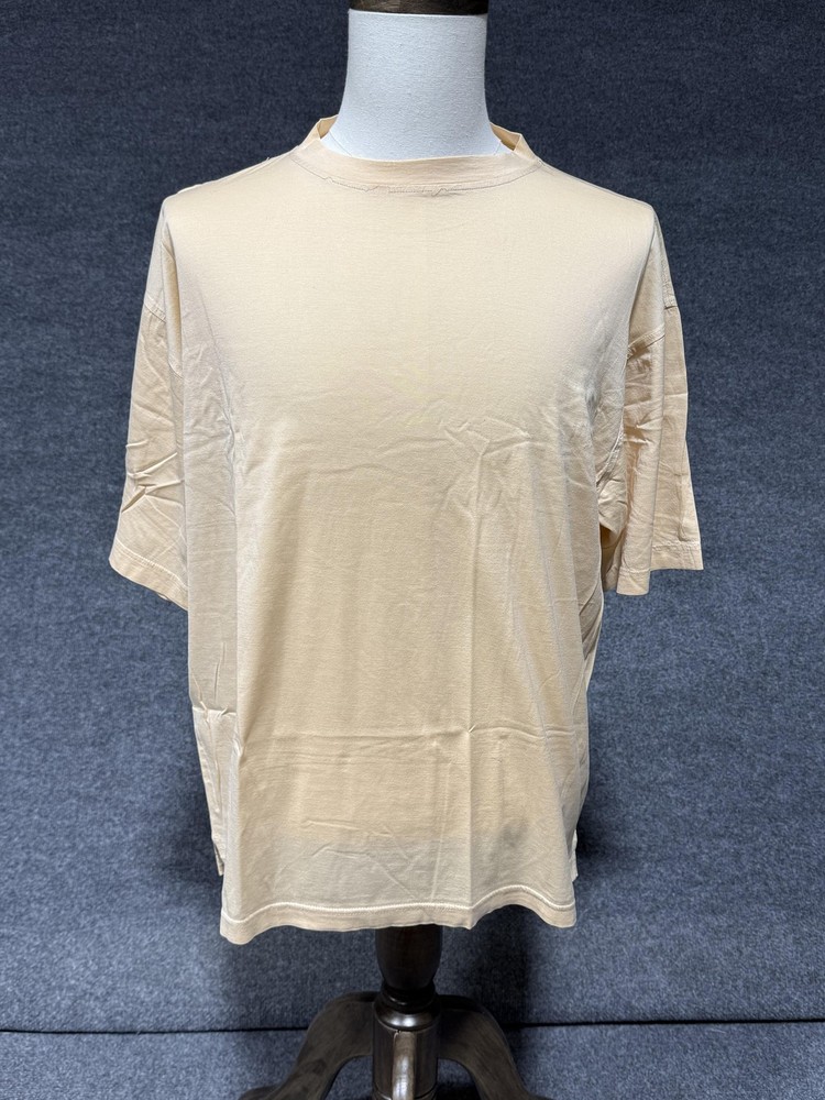 Bugatchi Uomo Shirt Mens Large Beige Mercerized Cotton Crewneck Solid Tee