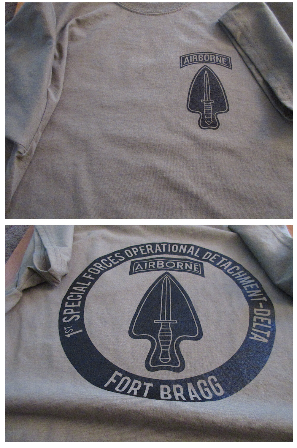 Delta Force Airborne (1st SFOD-D) Fort Bragg Silk-Screened T-Shirt XL US TAN