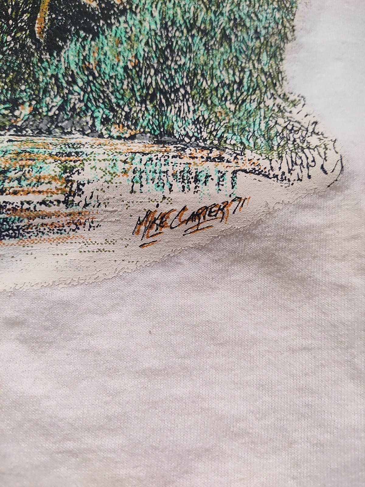 Vintage 90s Art Shirt Landscape Barn Nature Rustic Mens Large White American gallery