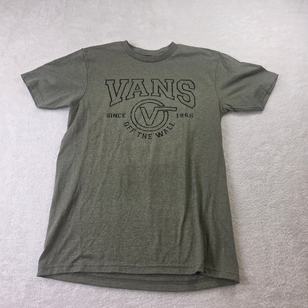 Vans Off The Wall Graphic Tee Mens Small Heather Olive Green Short Sleeve Shirt