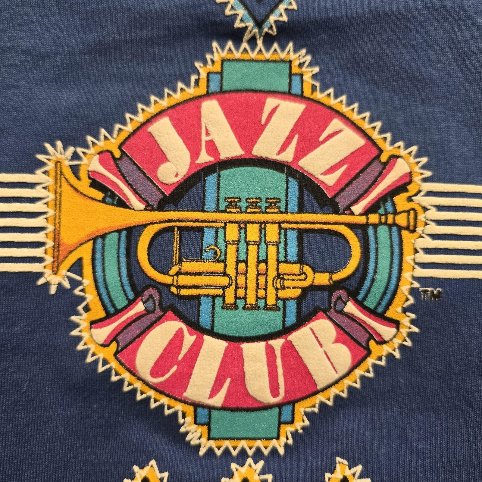 Vintage New Orleans Shirt Mens Large Blue Graphic Jazz Club Bourbon Street 80s gallery