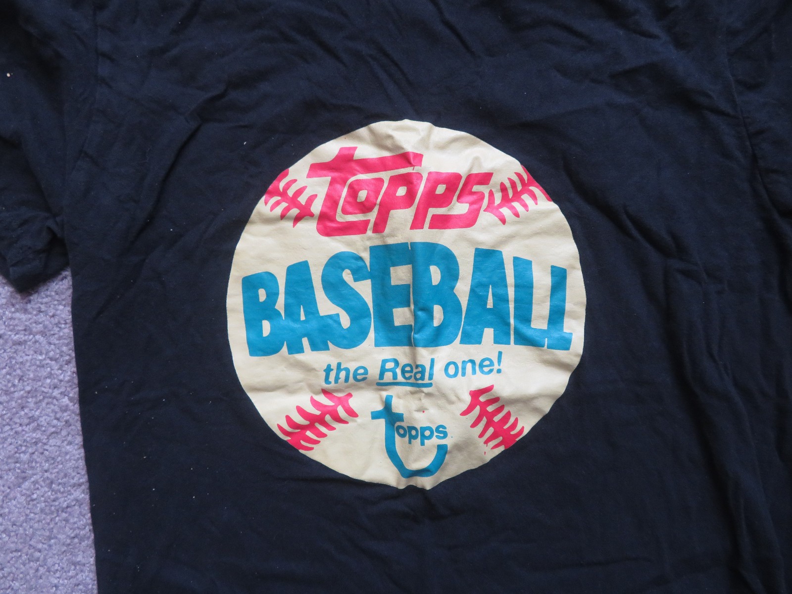 Homage Topps Baseball Cards The Real One Blue Crewneck T-Shirt Size Large gallery