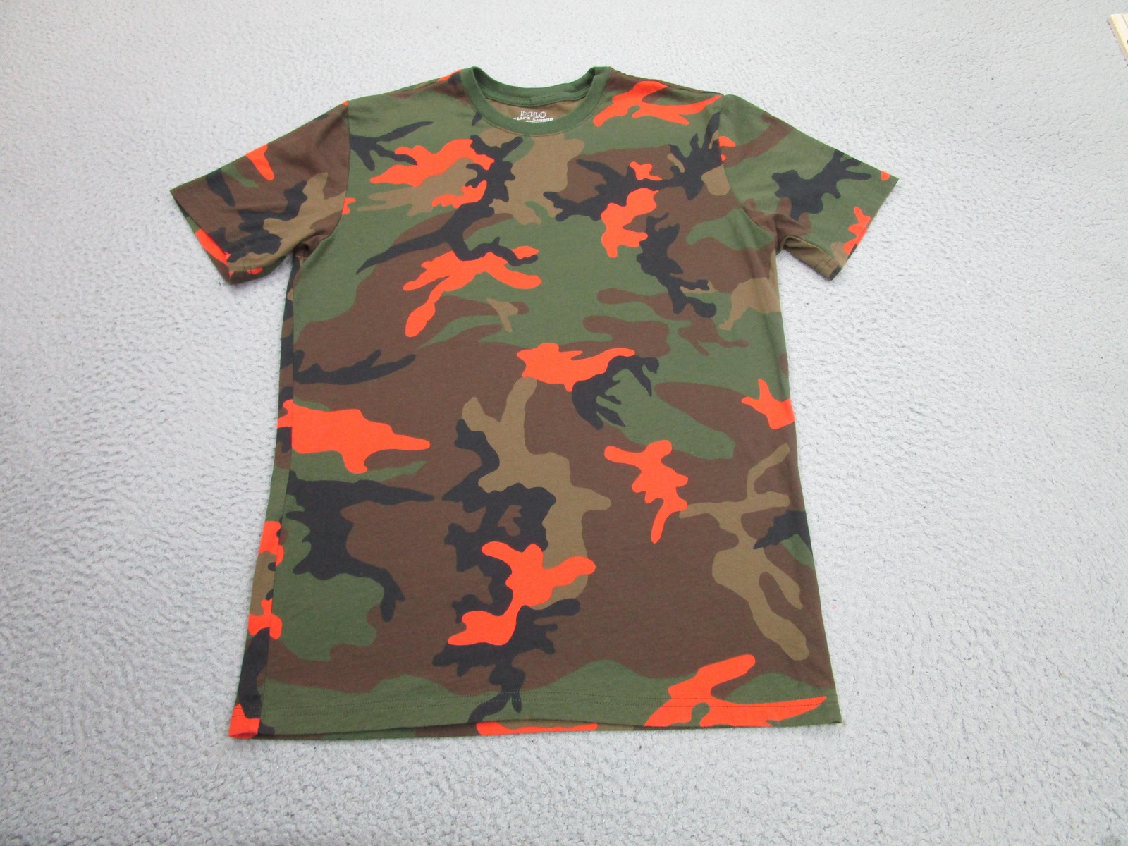 Polo Ralph Lauren Shirt Mens Small Green Orange Camo Cotton Crewneck Tee gallery