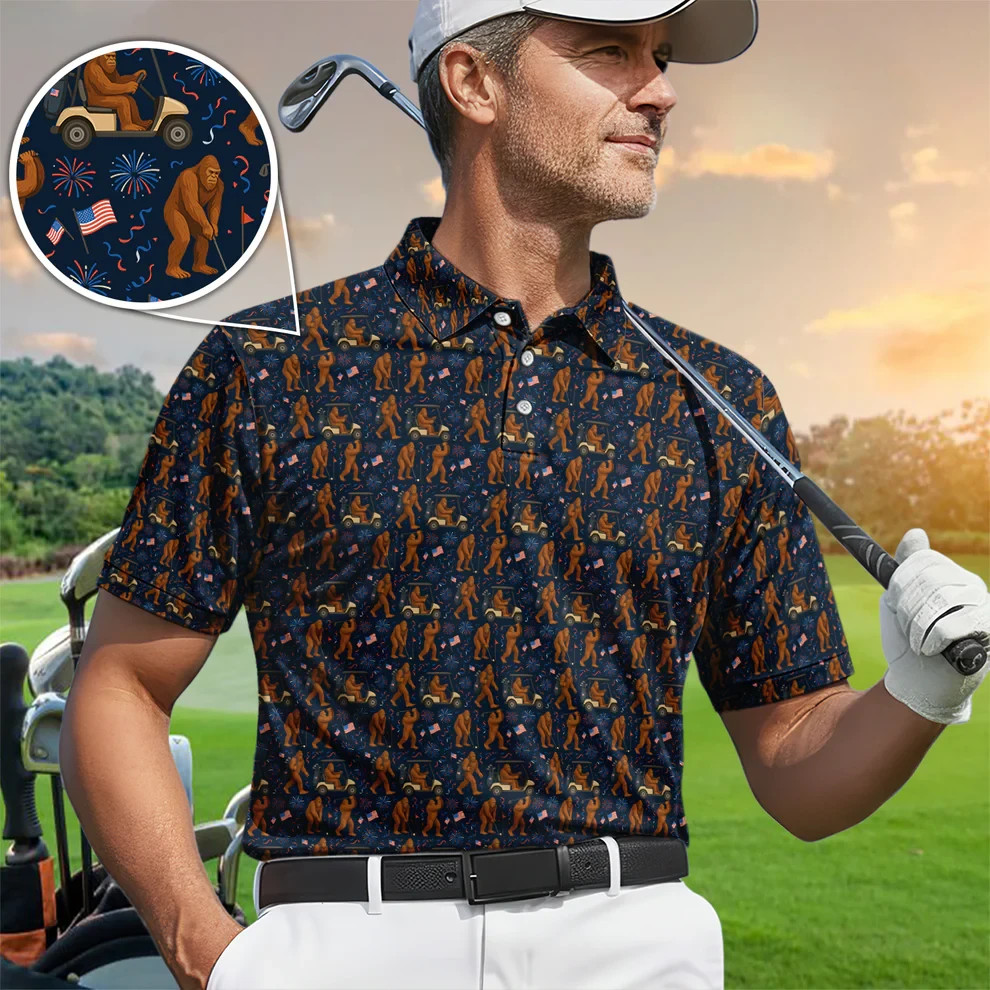 Crazy Patriotic 250 Bigfoot Golf Polo Shirt USA Anniversary (S-5XL) gallery