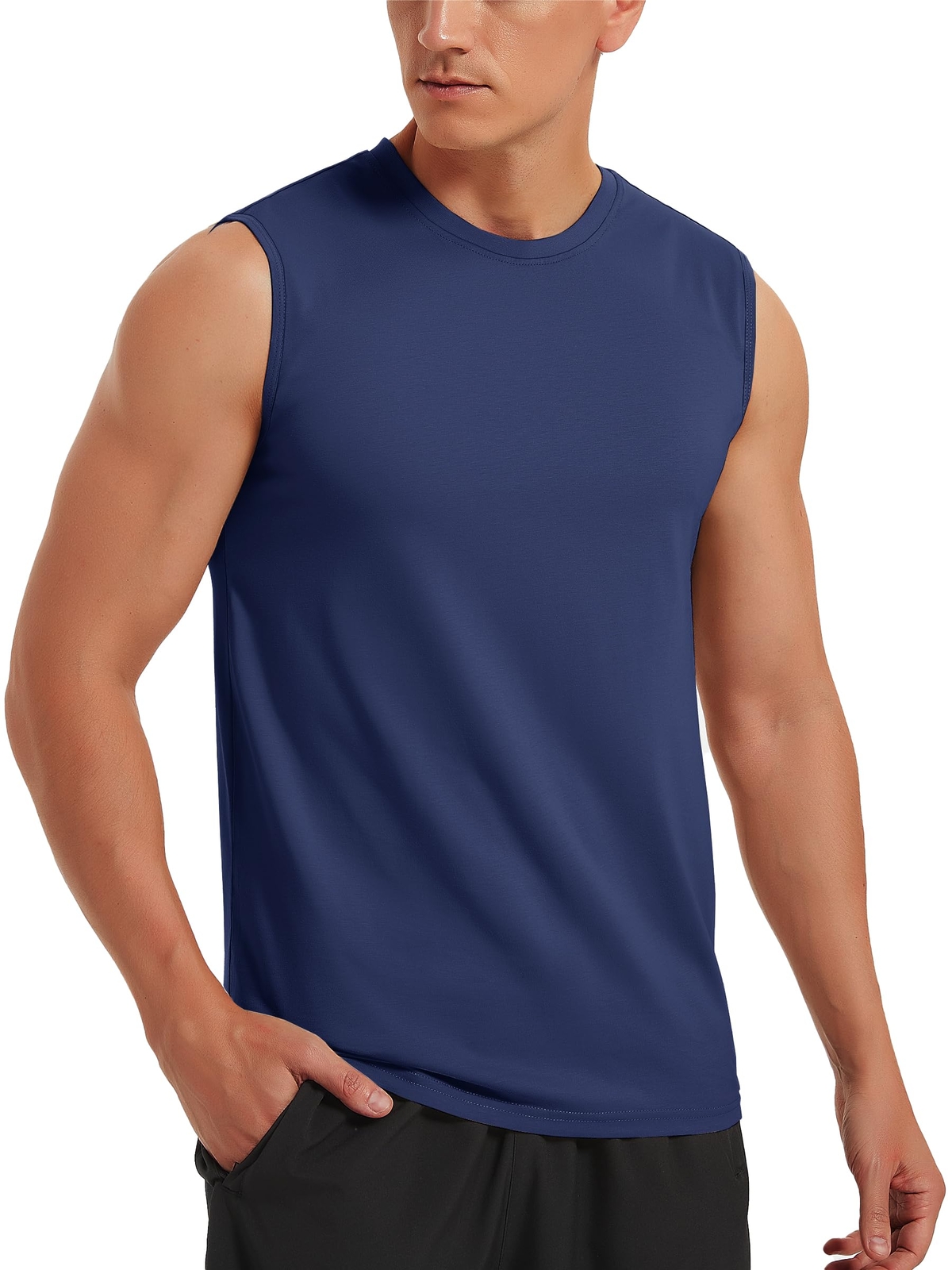 Men's Sleeveless Muscle Tee Cotton Tank Tops Gym Fitness Casual Swim Sport Shirt gallery