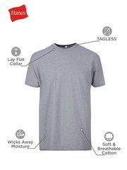 6 Pack Mens 75% Cotton,Moisture-Wicking Crew Tee Undershirts,3XL Black/Grey/Blue