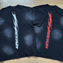 NEW Hell Studios star Red Classic Stripe Logo printing Mens T-shirt