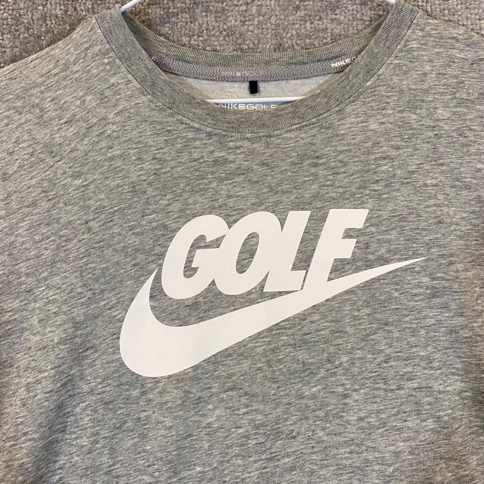 Nike Gold Shirt Mens Large Gray Graphic Swoosh Check Tee Dri-Fit Sport S/S gallery