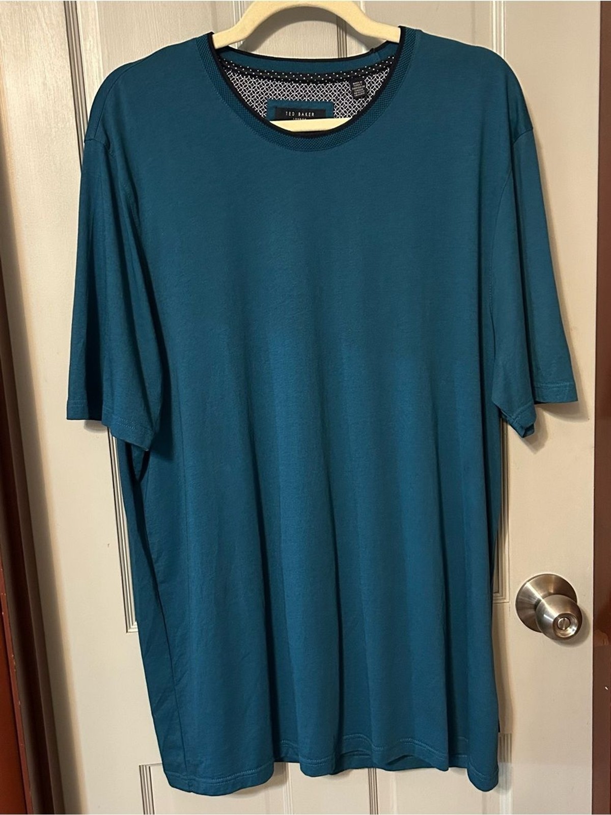 Ted Baker London Teal Blue Tee Short Sleeve Soft Cotton Modal Blend Sz 7 (3XL)