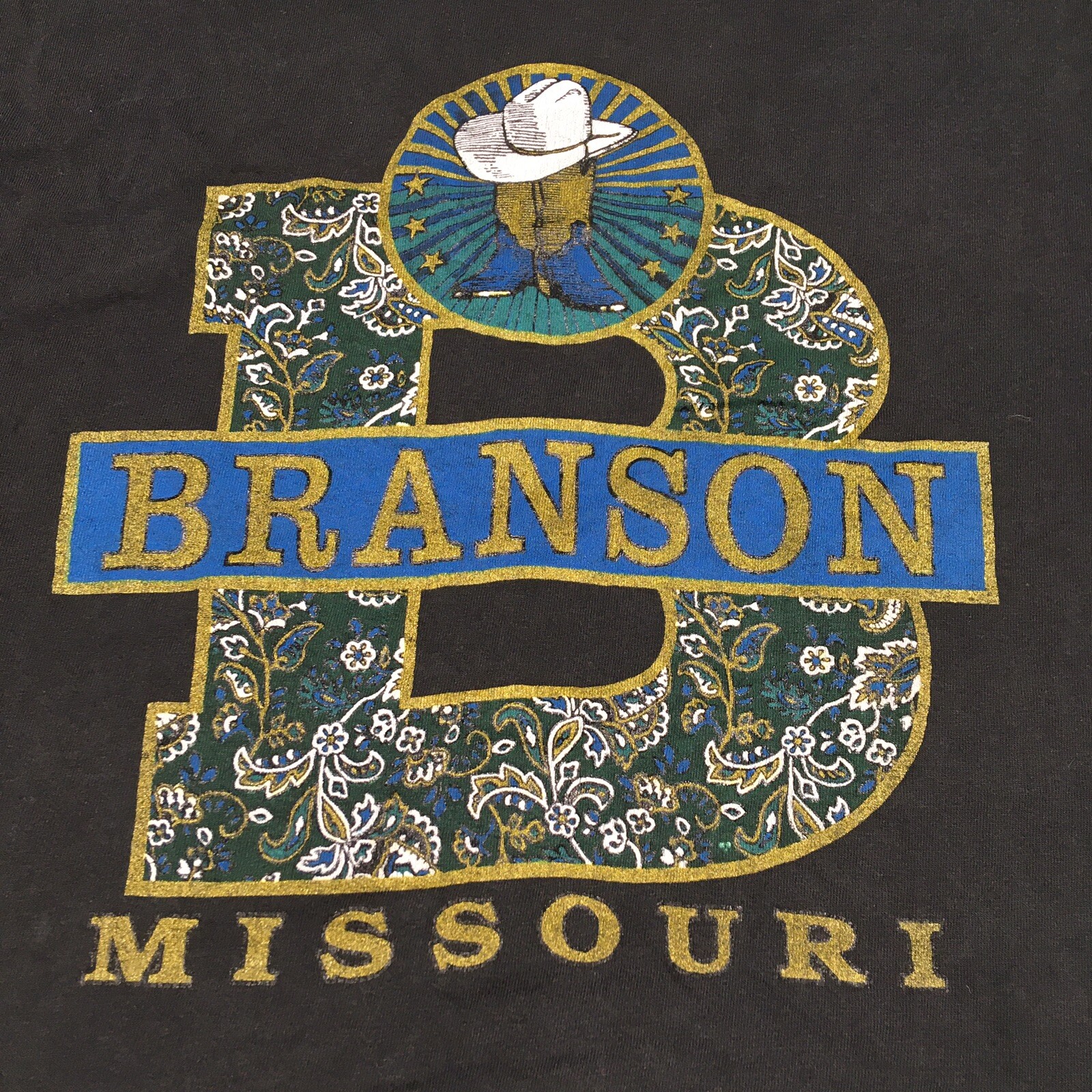 Vintage 90s Single Stitch T-Shirt Men’s Medium Black Missouri Art 80s USA Made gallery
