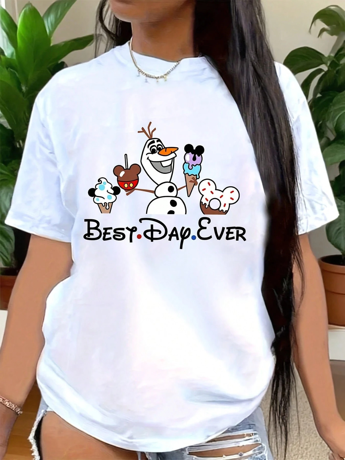 Disney Frozen Olaf Mickey Mouse Minnie Mouse T Shirt Santa Hat Unisex 3 gallery