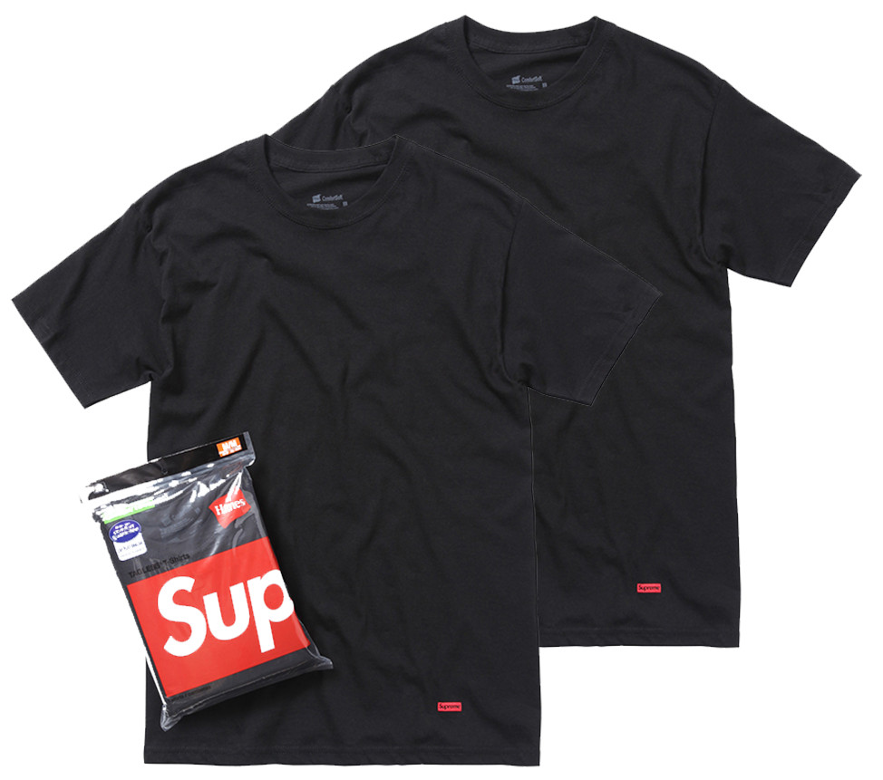 New Pack of 2 - Supreme x Hanes Tagless Tees T-Shirt Black - Size Small gallery