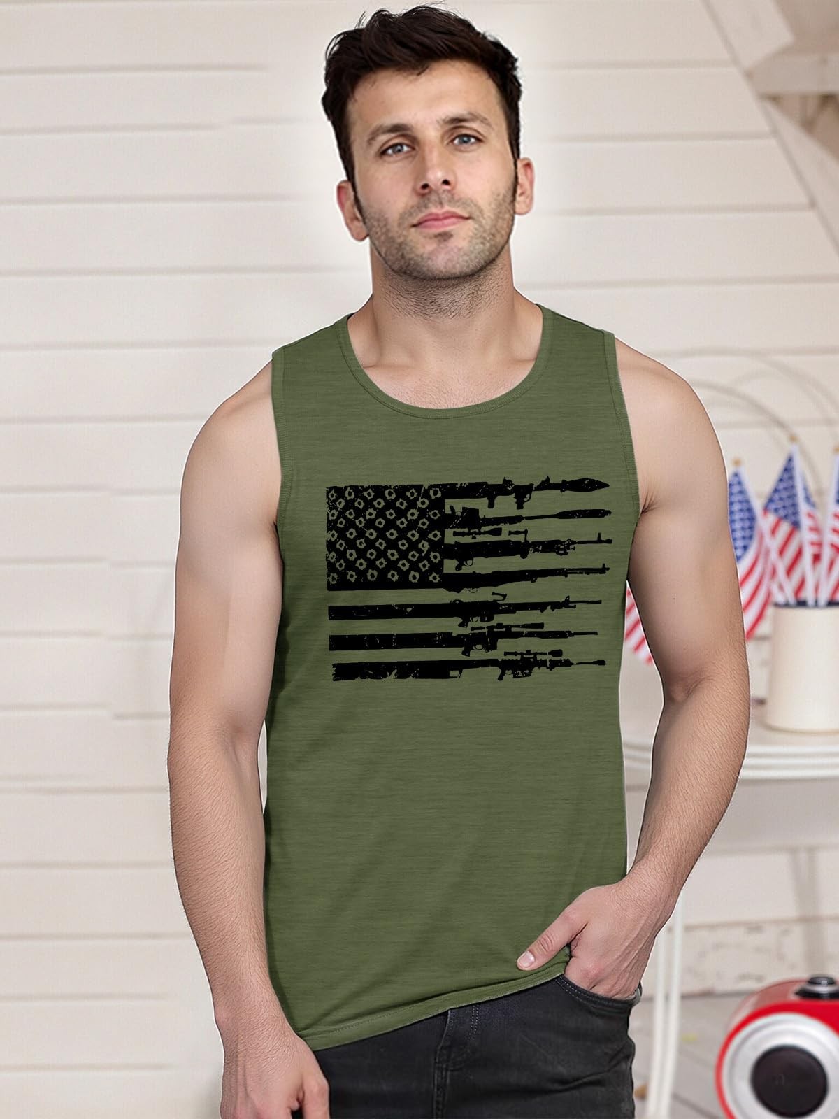 July 4 American Flag Shirts Men 250th Patriotic Independence Day Sleeveless T... gallery