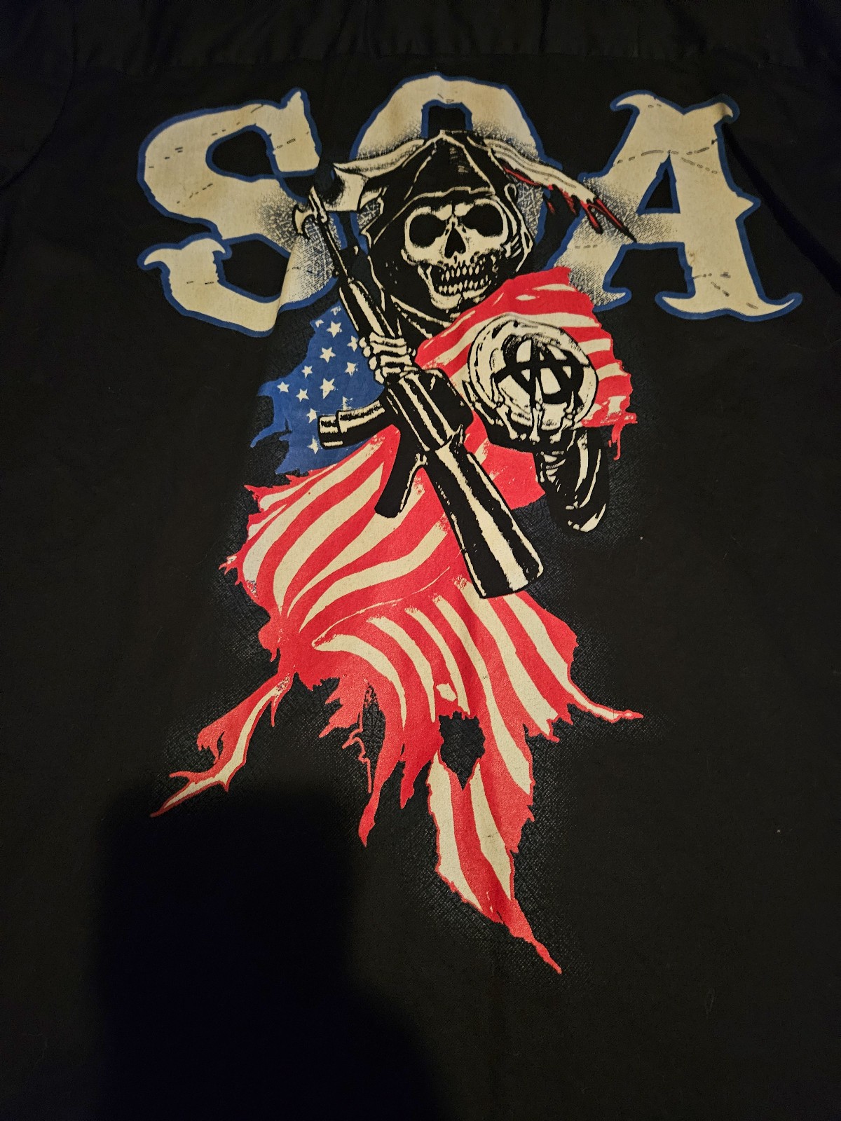 2XL - Adult Unisex Sons of Anarchy Reapers Logo Button Down Shirt gallery