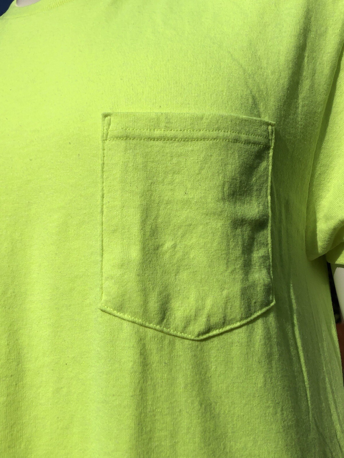 Walls Work Wear Hi-Vis T-Shirt Mens M Safety Green Pocket Tee Shirt Medium gallery