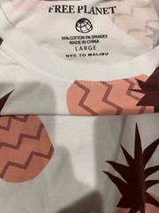 Free Planet Authentic Apparel Cotton Spandex Tee Men’s Large Pink Pineapple