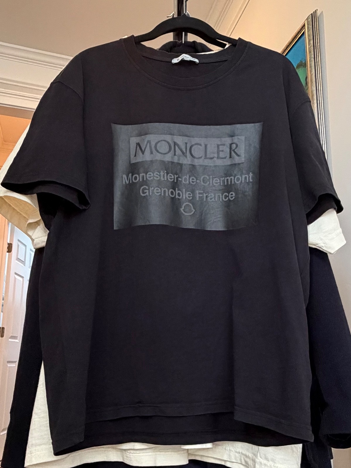 Authentic Moncler Grenoble Logo Tee Black Mens XXL Runs Small See Measurements