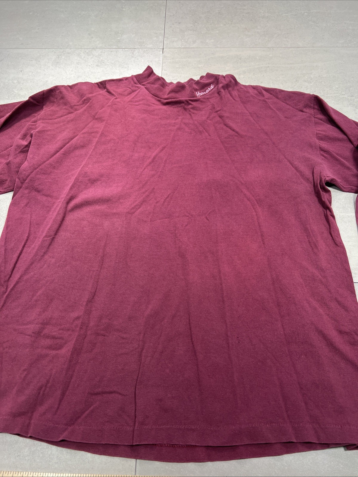 Vintage Harvard Logo 7 USA Made Mock Neck Long Sleeve Shirt XL 90s Embroidered gallery
