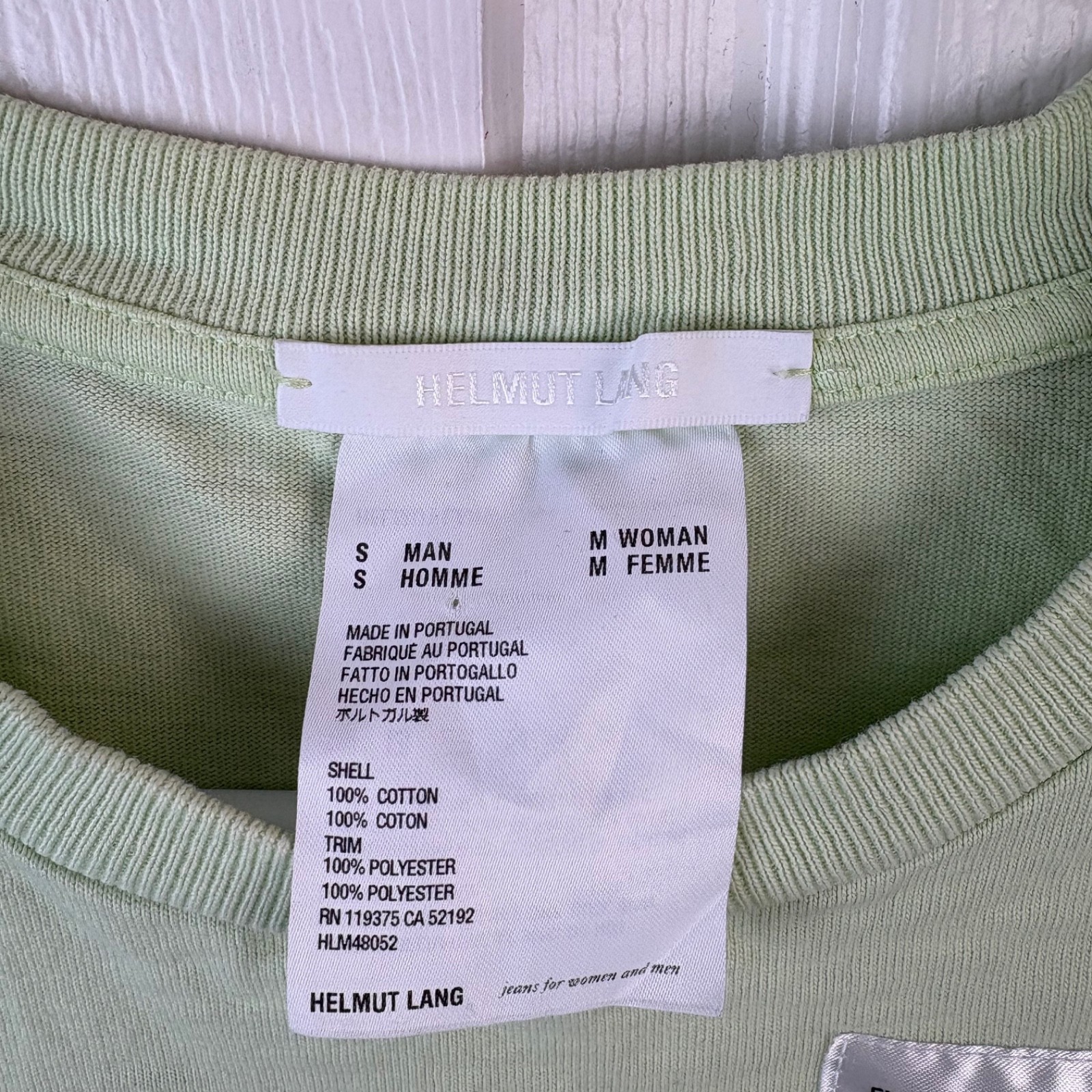 Unisex Helmut Lang Green T-Shirt Embroidered Tag Pocket M's Small W's Medium gallery