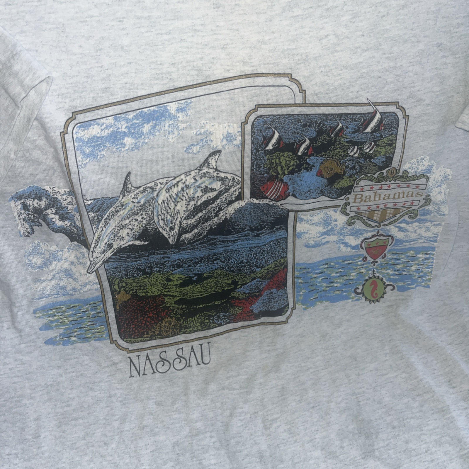 Vintage Bahamas Beach Dolphin Fish Coral Reef Single Stitch USA Fruit Of Loom M gallery