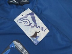 Kanu Surf Rash Guard Mens Medium Blue Mock Neck Short Sleeve Tee Adult M NEW