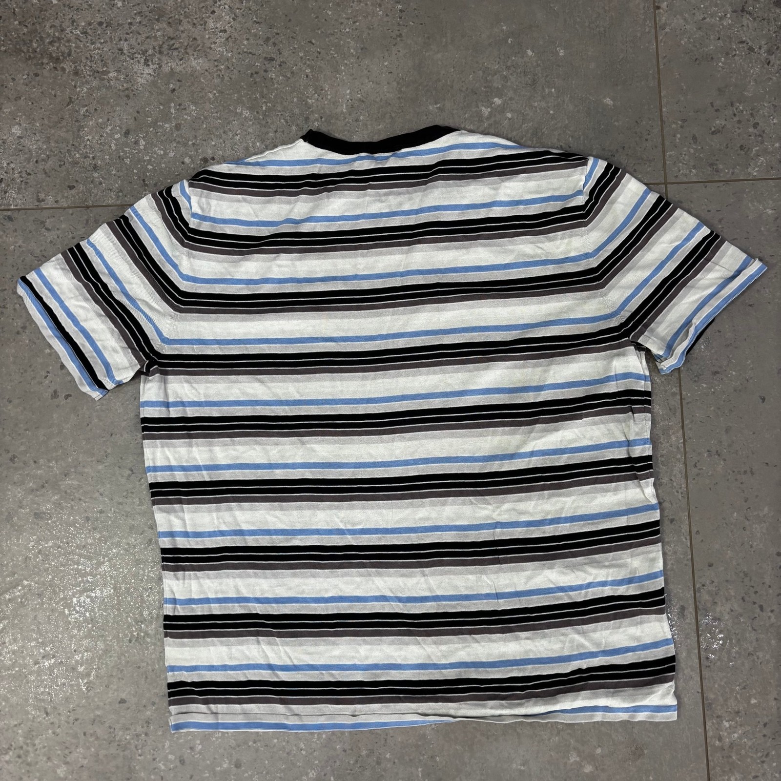 COS Striped T-Shirt Men's L Multicoloured Silk Cotton Crew Neck gallery