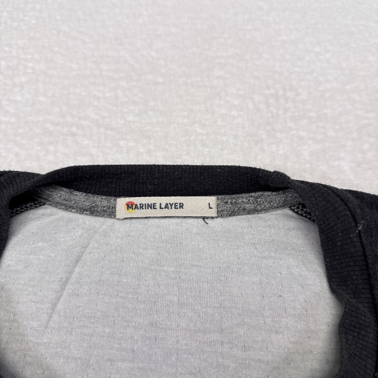 Marine Layer Long Sleeve Shirt Mens Size Large Gray Black Casual Baseball gallery