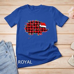Funny Hedgehog Christmas Tree Red Plaid Xmas Animals Lover Unisex T-shirt
