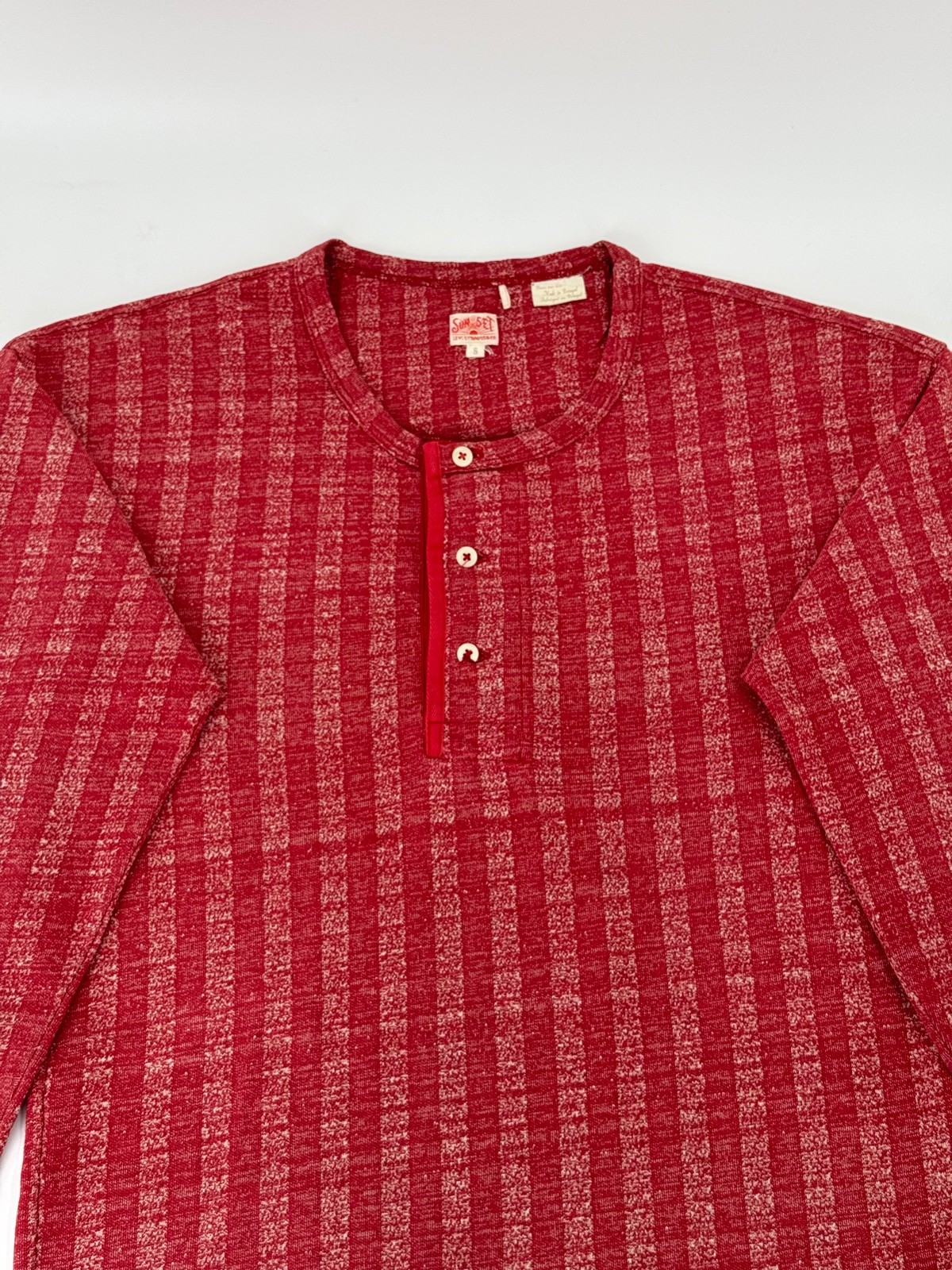 LVC Levi's Vintage Clothing 1920s Sunset Henley Red Umber Stripe Size Small 20s gallery