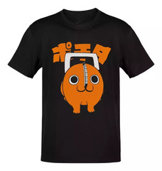 Anime Chainsaw Man Pochita Panel Letras Naranjas T-Shirt Size S-5XL