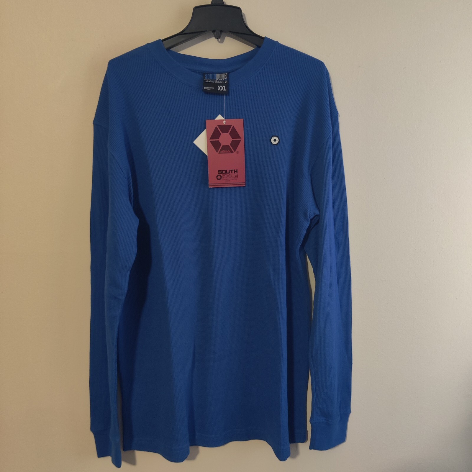 Vintage NWT Southpole Waffel Thermal Knit Blue Shirt Streetwear New Old Stock gallery
