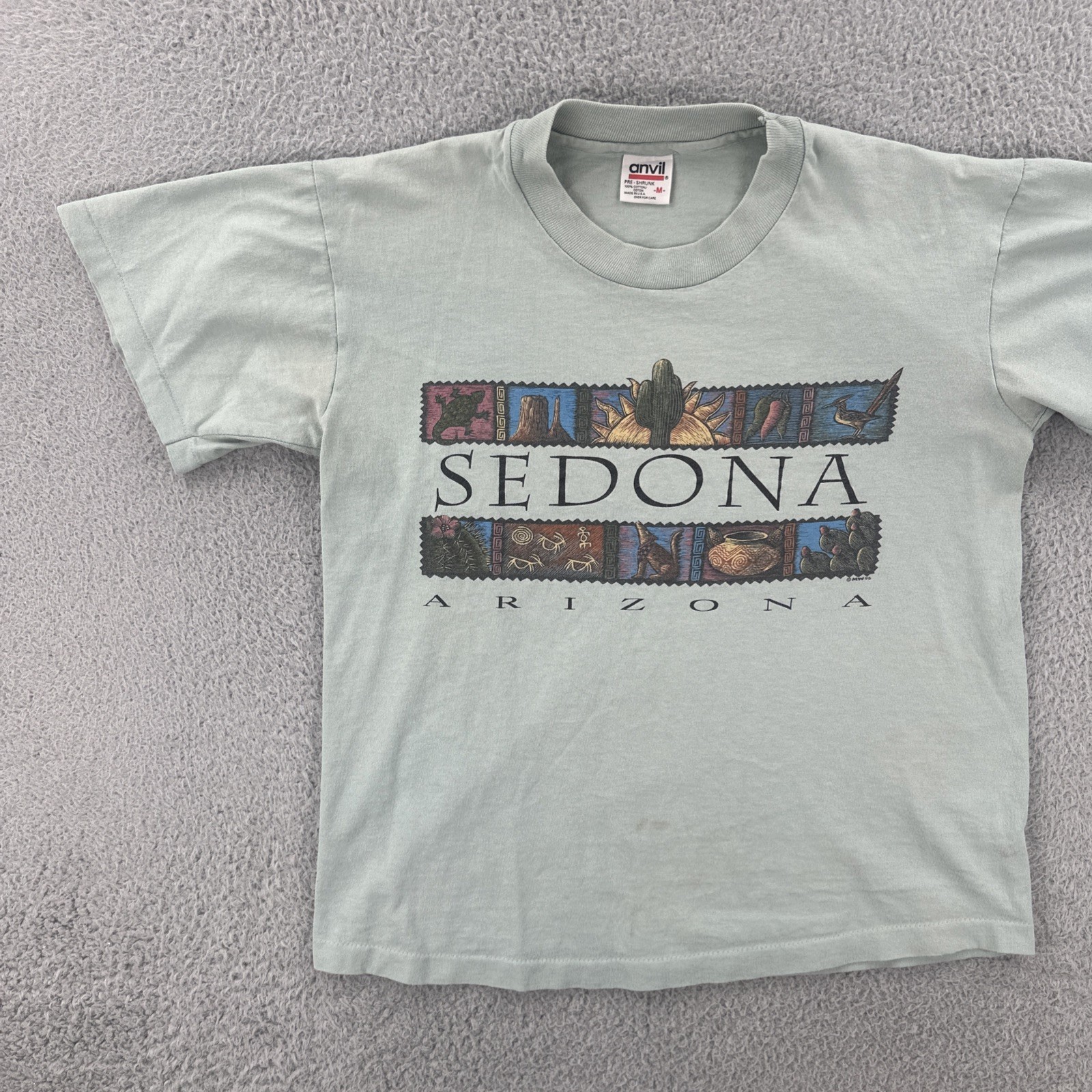 Vintage Anvil Mens Medium Green Single Stitch Made In USA Shirt Sedona Arizona gallery