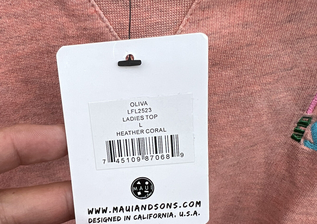 Maui And Sons LADIES TOP LARGE HEATHER CORAL New NWT Women’s gallery