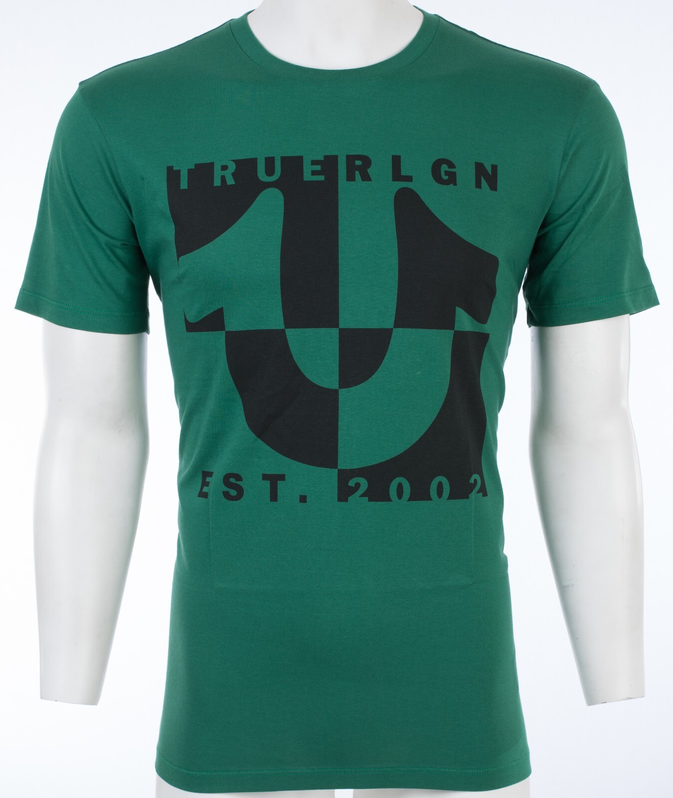 $69 TRUE RELIGION Green HORSESHOE SPLIT Short Sleeve Designer Graphic T-shirt gallery
