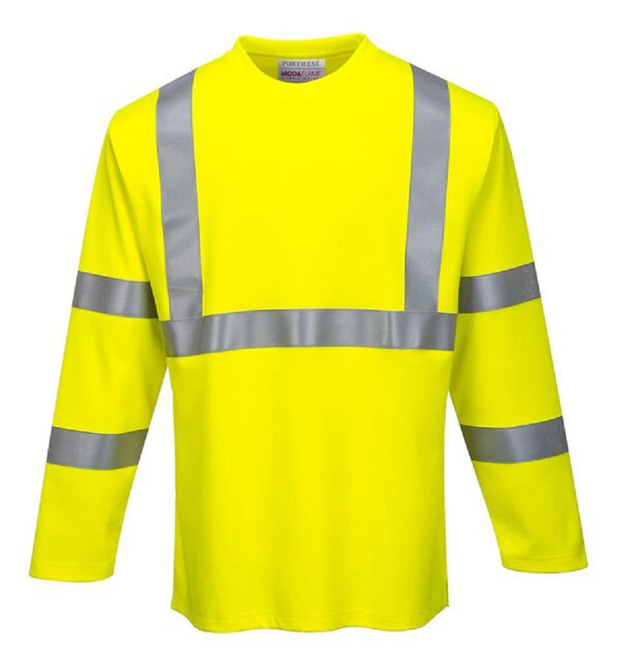 PORTWEST FR HI-VIS LONG SLEEVE T-SHIRT SIZES S-6XL FR96 CLASS 3 ARC2 YELLOW gallery