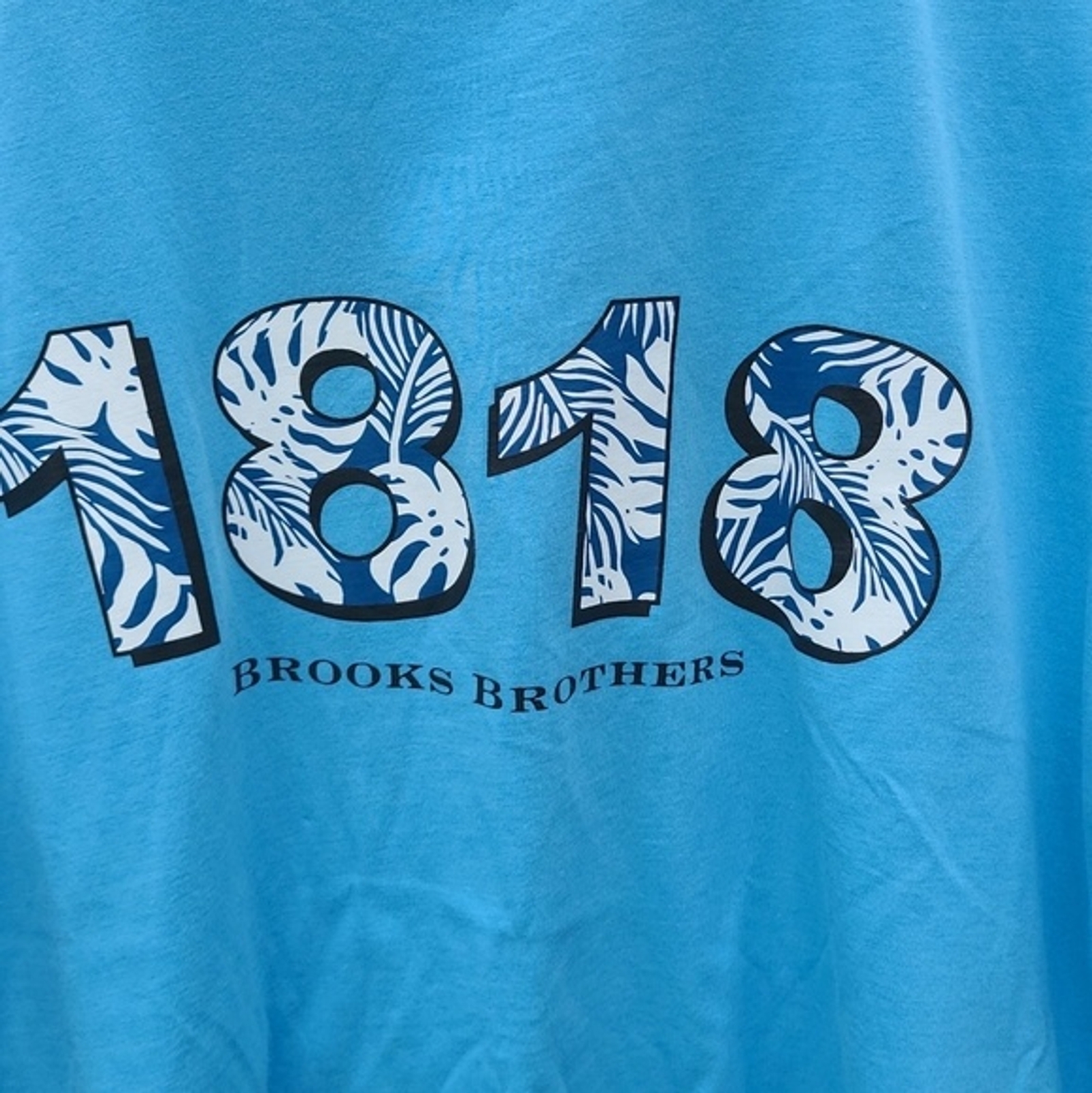 Brooks Brothers Tee Light Blue with Tropical Pattern New Without Tags Large gallery