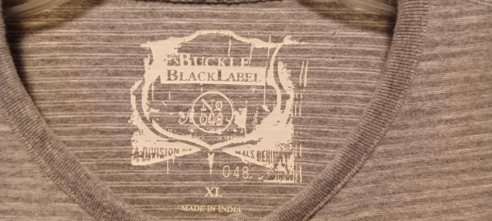 Buckle Black Label Henley Size XL Gray striped studded button pocket long sleeve gallery