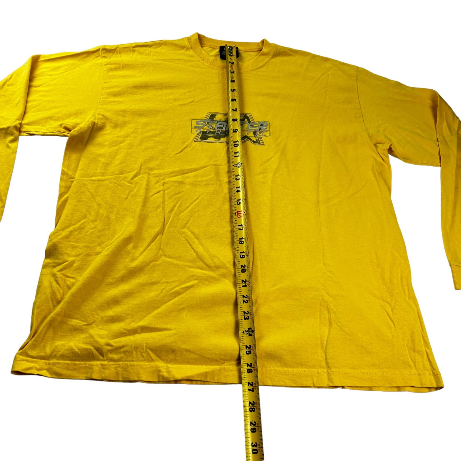 VTG Starter Athletic Men’s 100% Cotton Graphic L/S T-Shirt Yellow • Large gallery