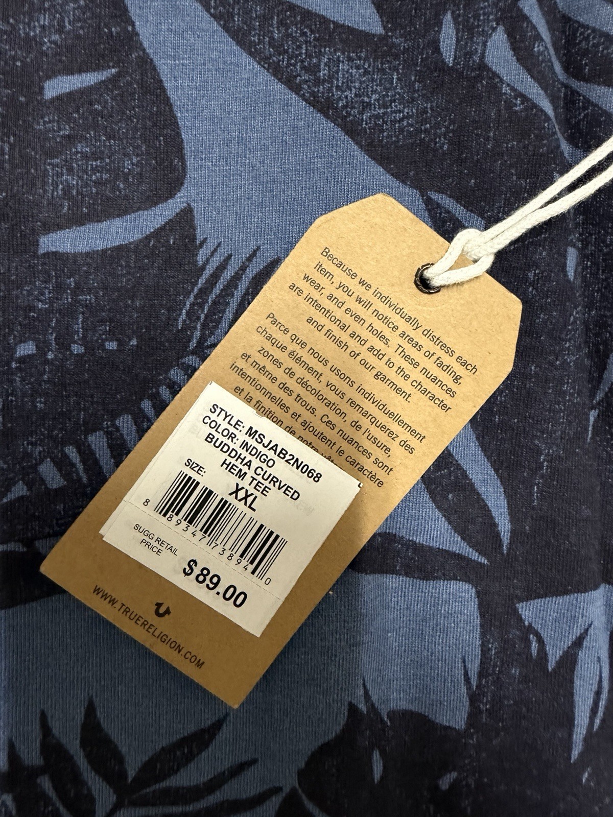 True Religion Blue And Black Tropical Print T-Shirt Details. Size: L gallery