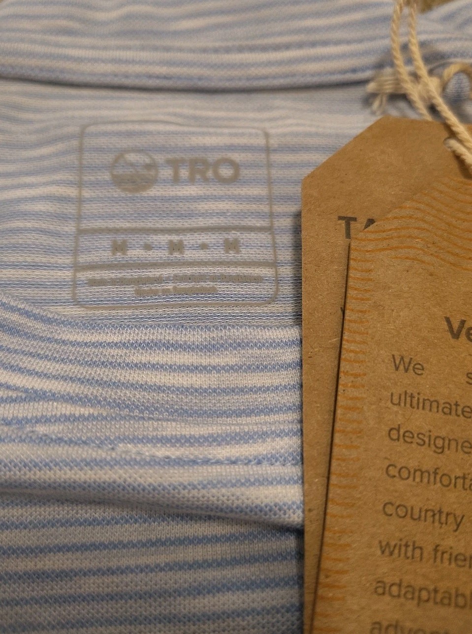 TRO By Tahoe River Shirt Men's Size Medium Stretch Blue White Striped Pullover gallery