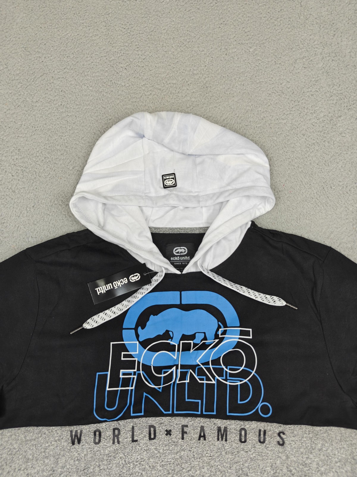 Ecko Unltd Shirt Mens Large Grey Hooded Short Sleeve Kangaroo Pocket E012K897 gallery