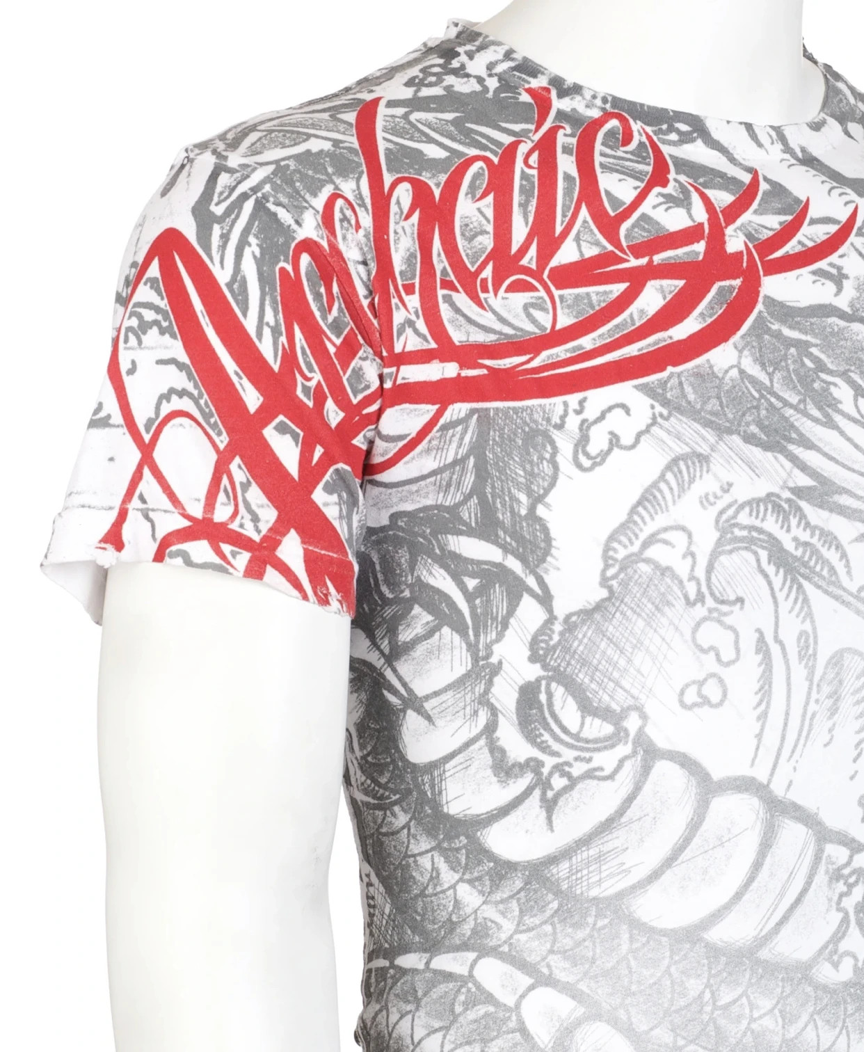 Archaic By Affliction Men's T-Shirt Dragon Rage Wings White Biker M-3XL gallery