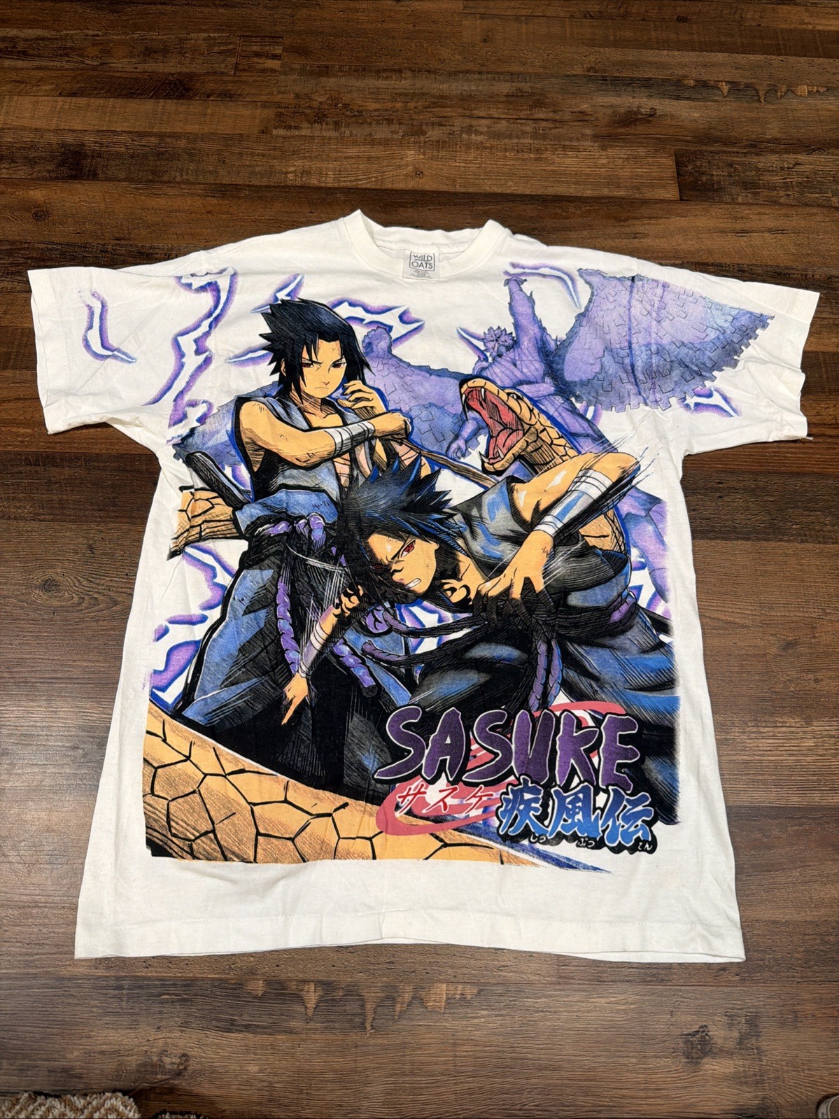 VTG Naruto Sasuke Shirt Anime Shippuden Shonen Jump Bleach One Piece BOOT AOP