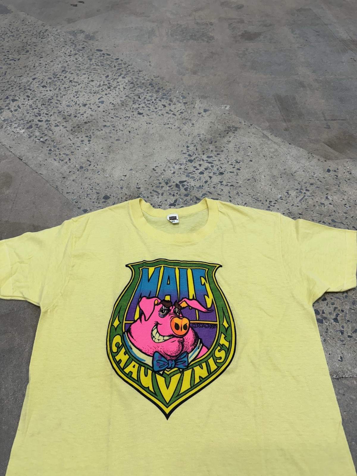 Vintage 70s Male Chauvinist Pig Graphic Tee Rare Roach Studios L Single Stitch gallery