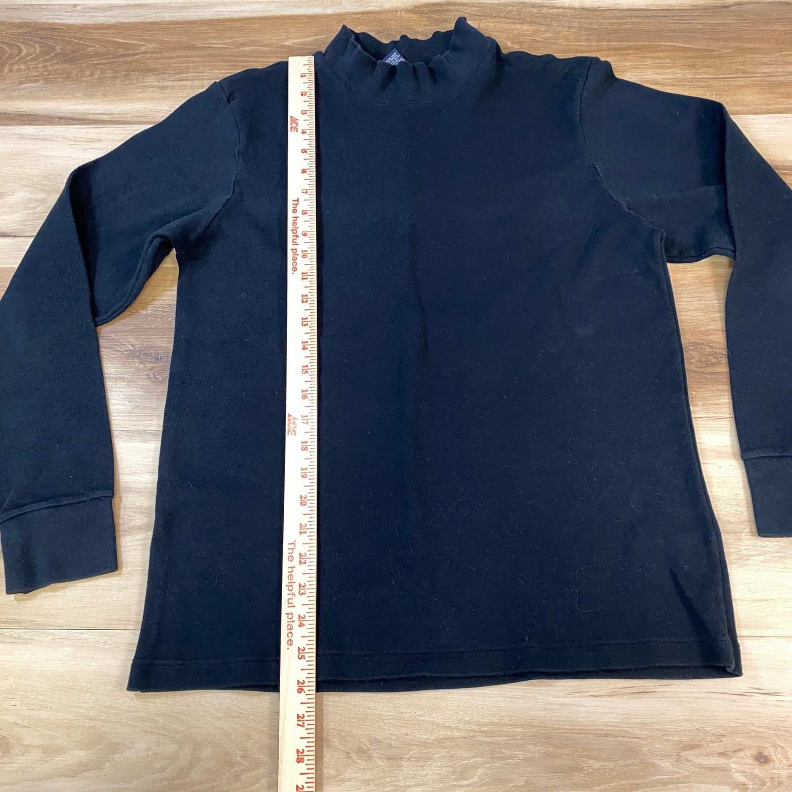 Lands End Mock Neck Mens M Black Cotton Regular Fit Heritage Vintage USA Made gallery